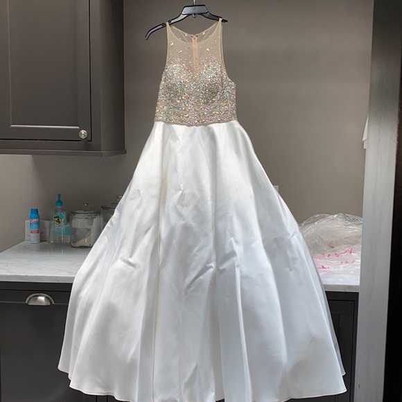 Jovani White Bedazzled Prom Dress